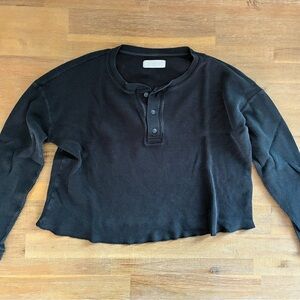 Everlane Black Waffle Knit Top